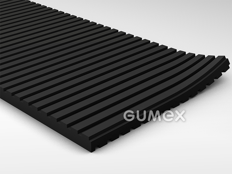Antivibrationsbodengummi, 8mm, 1000x1000mm, 45°ShA, NR-SBR, beidseitige Riefelung im 90°-Winkel, 